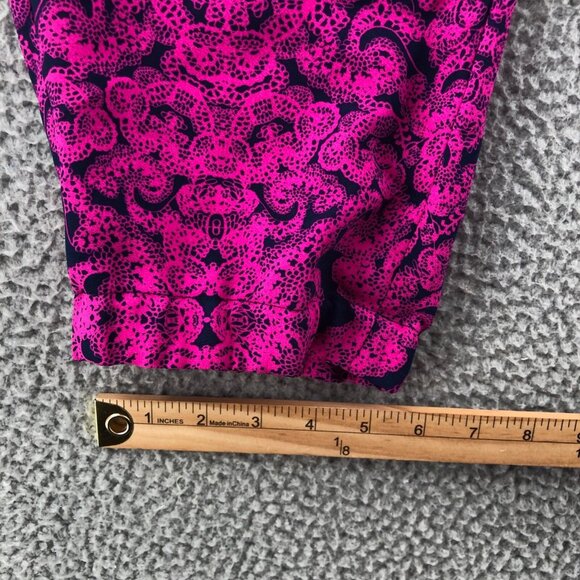 Ann Taylor Pants Womens 10 Pink Lace Print Cropped Jogger Tapered Leg Pockets - Picture 9 of 13